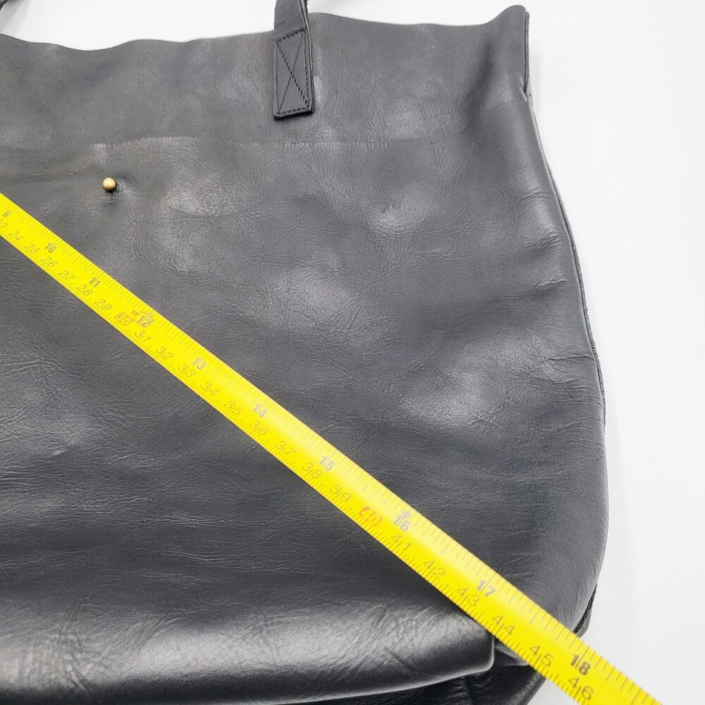 Meyelo Classic Artisan Crafted Black Leather Signature Tote Caryall Shopper Bag - Picture 11 of 13